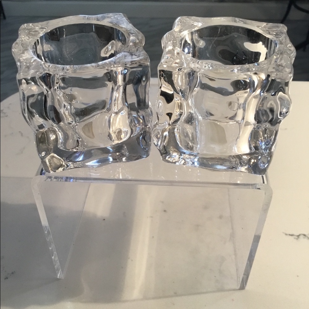 Partylite clear glass candle holders